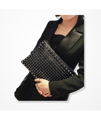 Pochette En Cuir Noir Femme - Diamant Noir Étincelant Fin de série