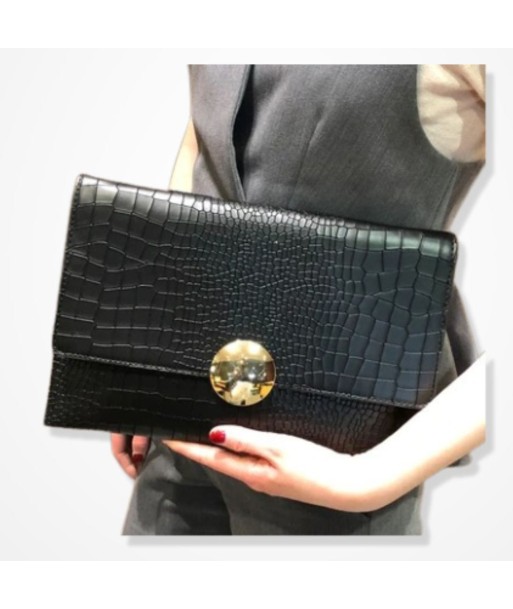 Sac Pochette En Cuir Crocodile – Noir Mystique pas cher chine