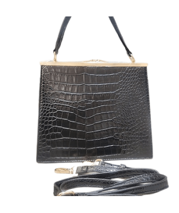 Petit Sac à Mains Femme Porté Épaule Motif Croco - Glam Shine le des métaux précieux