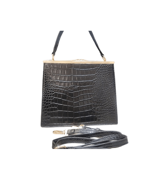 Petit Sac à Mains Femme Porté Épaule Motif Croco - Glam Shine le des métaux précieux