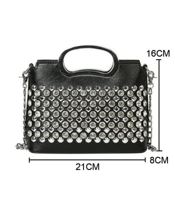 Sac à Main Noir Femme Avec Perles Argentées - Élégance PerleNoire les muscles