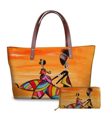 Sac à Main Motif Femme Africaine Orange - Glam'Afrik 2 - 3 jours ouvrés.