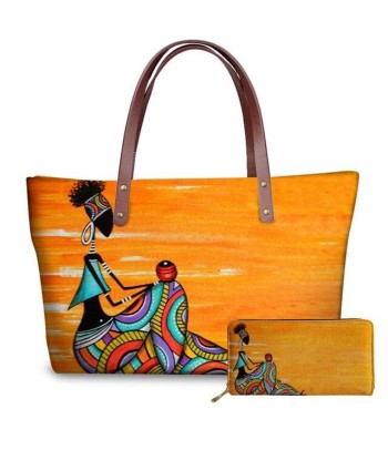 Sac à Main Motif Femme Africaine Orange - Glam'Afrik 2 - 3 jours ouvrés.