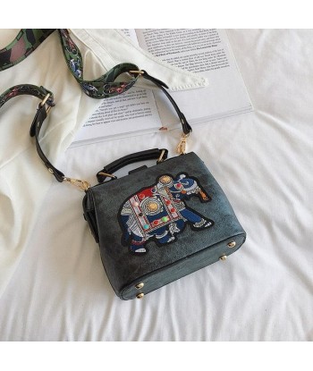 Petit Sac Main Vintage Brodé Éléphant - Élégance Éthérique store