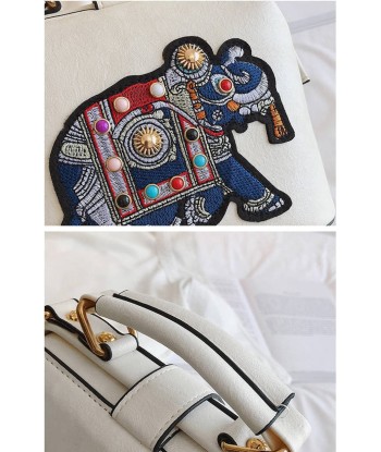 Petit Sac Main Vintage Brodé Éléphant - Élégance Éthérique store